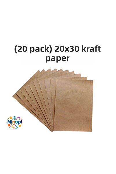 Minopi 20 عبوة من ورق الكرافت 90 جرام ورق قش 20x30 عبوة 100 قطعة