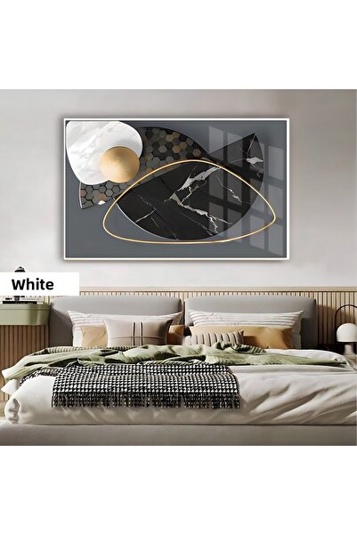 Harikabirev HARİKABİREV | MODEL ABTRACT NEGRU-AUR (BOHEM) | TABLO DE STICLA TEMPLATÎ CU CADRU ORIZONTAL