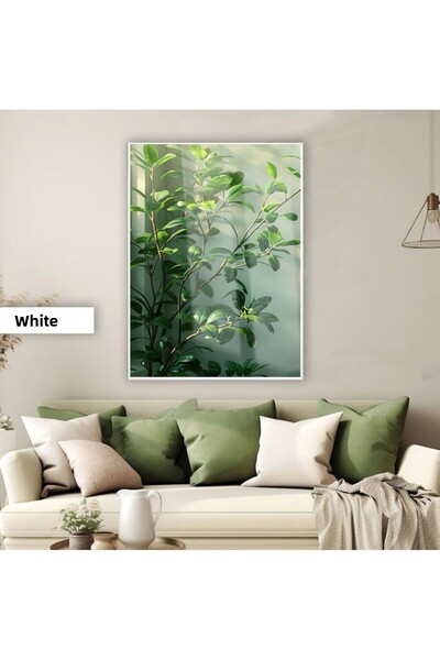 Harikabirev Amazing | Live Green Leaf Plant Model Cy1 | Framed Tempered Glass Table Single Vertical