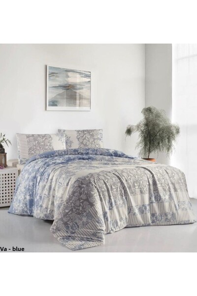 Taç طقم غطاء لحاف فردي من تيري كوتون ليانا باللون الأزرق