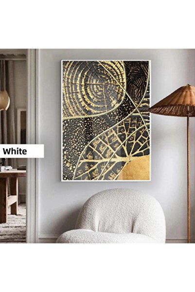 Harikabirev HARİKABİREV | MODEL GEOMETRIC ETNIC ABSTRACT NEGRU-AUR | TABLA DE STICLA TEMPLATA CU CADRU, SIMPLE, VERTICALA