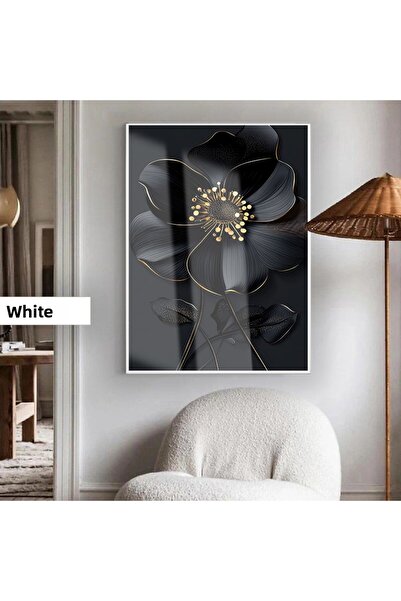 Harikabirev Amazing | Gold-Black Manolia Elegant Model 01 | Framed Tempered Glass Table Single Vertical