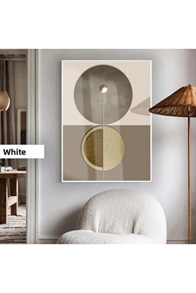 Harikabirev Amazing | Grey-Gold Bohem Elegance Abstract Model | Framed Tempered Glass Table Single Vertical