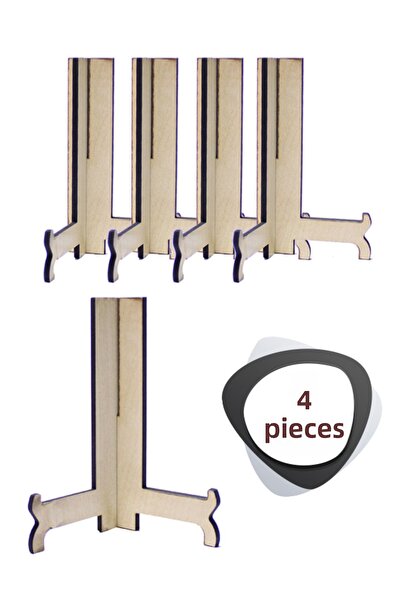 ouz dekor 4 Pcs Multipurpose Wooden Stand - Book Plate Photo Frame Stand Pedestal 9cm
