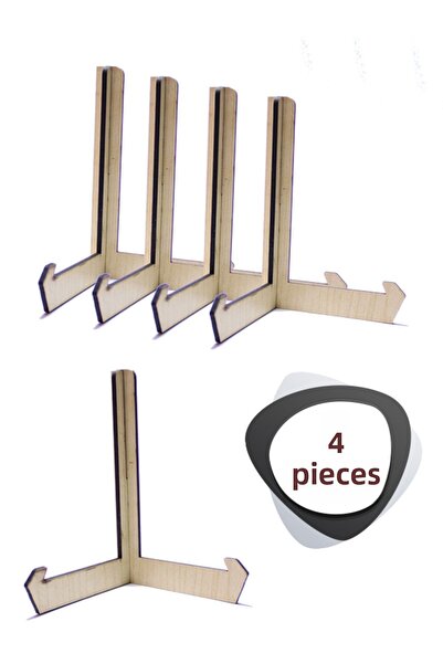 ouz dekor 4 Pcs Multipurpose Wooden Stand - Book Plate Photo Frame Stand Pedestal 18cm