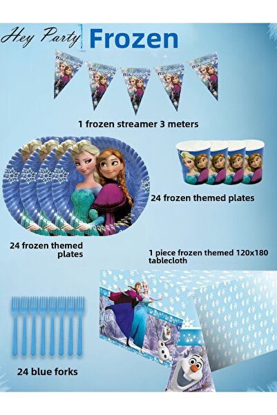 PartyPoo Frozen Elsa Birthday Party Set Supplies - Eco Elsas for 24 Guests Fr...