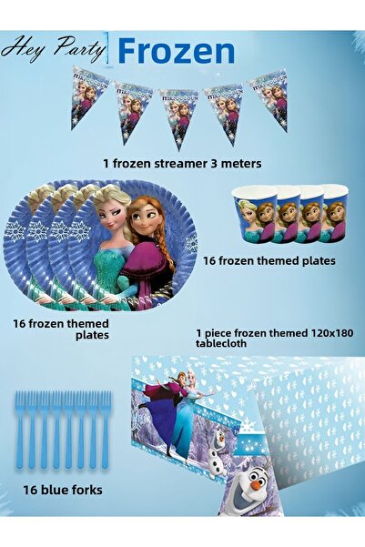 PartyPoo Frozen Elsa Birthday Party Set Supplies - Eco Elsas for 16 People Fr...