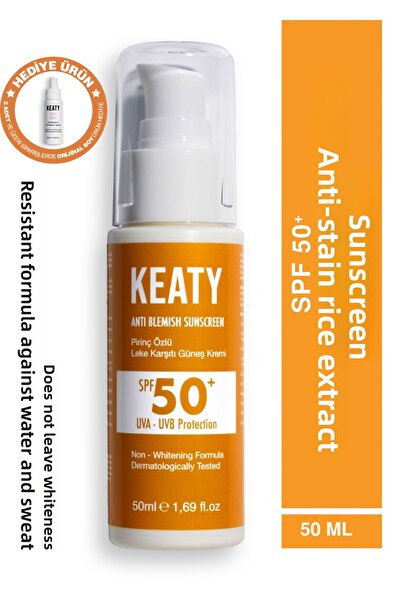 KEATY Spf 50+ Sunscreen |   Anti-Blemish with Rice Extract |   Water and Swea...