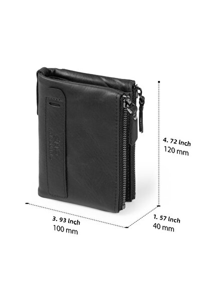 OttoAngelino Genuine Leather Men's Wallet with Zipper and Rfid Protection
