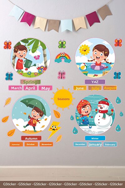 GSticker ملصق حائط لغرفة الأطفال من Seasons 4 Seasons للأطفال في رياض الأطفال...