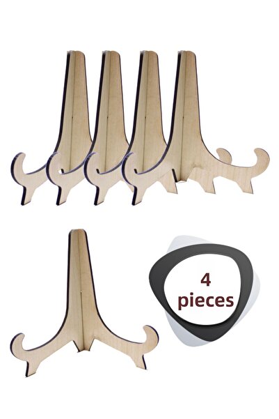 ouz dekor 4 Pcs Multipurpose Wooden Stand - Book Plate Photo Frame Stand Pedestal 18cm