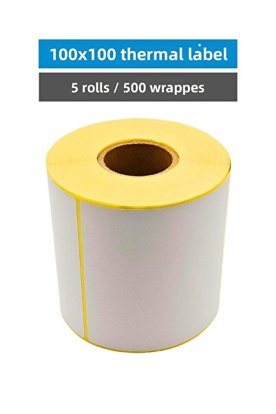 Küresel Etiket Barkod ملصق حراري 100 × 100 مم |   5 رول |   500 لف |   بدون ش...