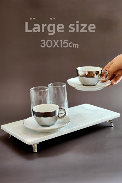 ioadesign Aegean 3-Piece Fine and Real Marble Presentation Set - Silver Footed