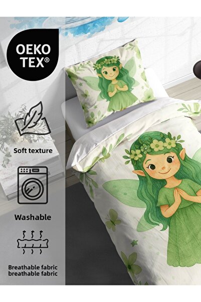 FAVOLLİ Fairy Green Dream Single High Quality Duvet Cover Set