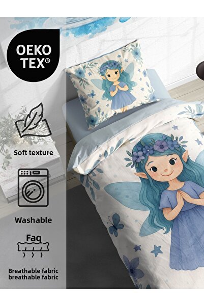 FAVOLLİ Fairy Blue Dream Single High Quality Duvet Cover Set