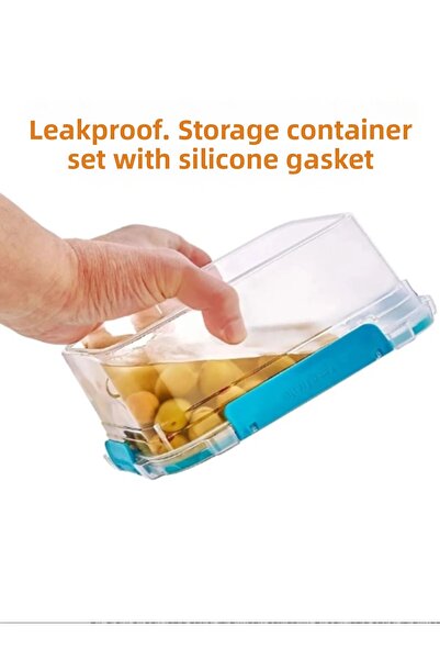 VİALEX Tight Set of 3 Sealed Rectangular Storage Containers (375-900-1700 ml) - Blue