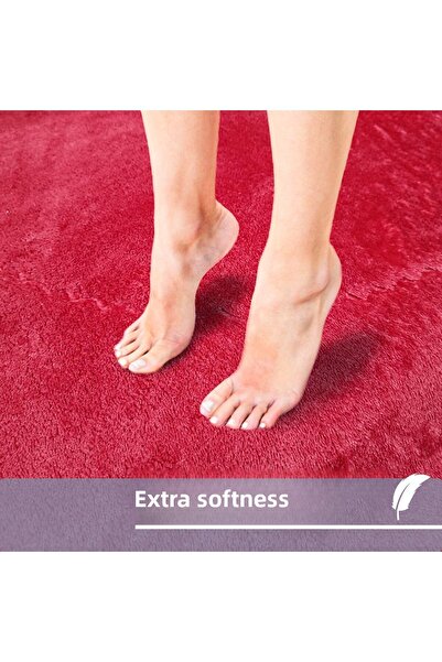 Bestekar Ellora Red Oval Bath Mat Set of 2 Leather and Non-Slip Base Soft Textured Machine Washable