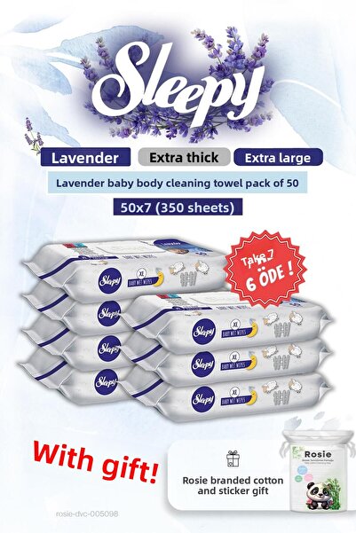 Sleepy اشتري 7 واحصل على 6 مناديل مبللة لتنظيف جسم الطفل باللافندر 50 قطعة وق...