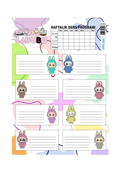 Kids Like ملصق مدرسة لابوبو 24 ملصقًا وجدول الدروس