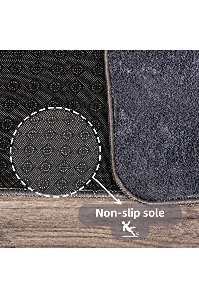 Bestekar Lunasoft Anthracite Large Size Non-Slip Based Soft Washable Modern Double Bathroom Mat Set