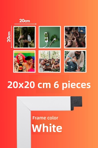 AtlasSG 21mm 6-Piece Frame Set 20X20 cm 6 Pieces Photo Picture Frame Wall Hanging Shatterproof Pvc