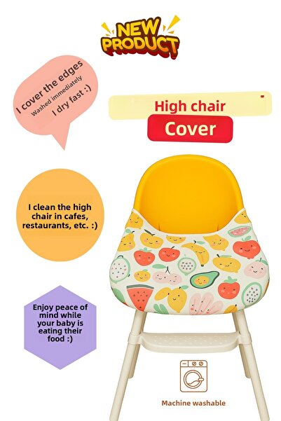 BibKing غطاء كرسي الطفل بنمط الفاكهة المطبوع، مريلة للأكل والنشاط