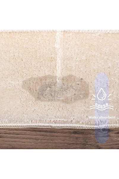 Bestekar LunaSoft Cream Μεγάλου μεγέθους Αντιολισθητικό Απορροφητικό Μαλακό Σετ Μοντέρνας Πατάκιας Μπάνιου που πλένεται στο πλυντήριο