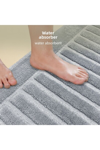 Bestekar Arvia Gray 100% Cotton Double Bath Mat Soft Textured Machine Washable Luxury Bathroom Carpet