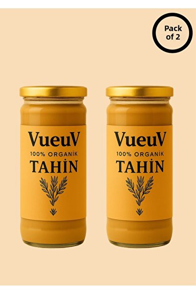 VueuV طحينة عضوية 100% عبوتين (من سمسم عضوي 100%) 244 جرام + 244 جرام