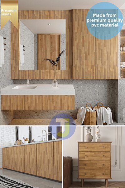 Technojet Self Adhesive Textured Wood Look Premium Kitchen Wall Cabinet Finish 60Cmx300Cm
