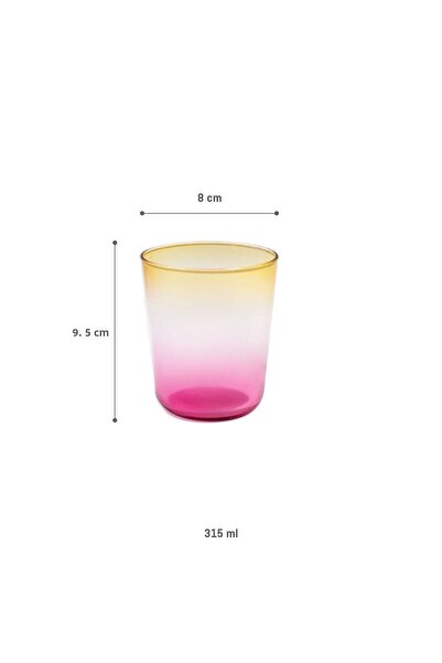 Madame Coco Renard Set of 4 Water Glasses - Yellow/Pink - 315 ml