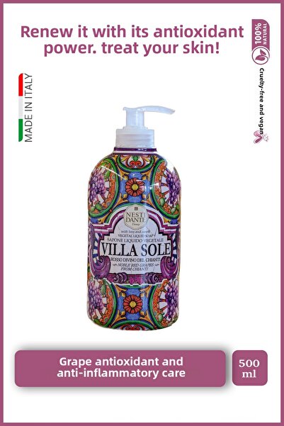 Nesti Dante صابون سائل فيلا سولي روسو ديفينو ديل كيانتي 500 مل | مضاد للأكسدة | خلاصة العنب
