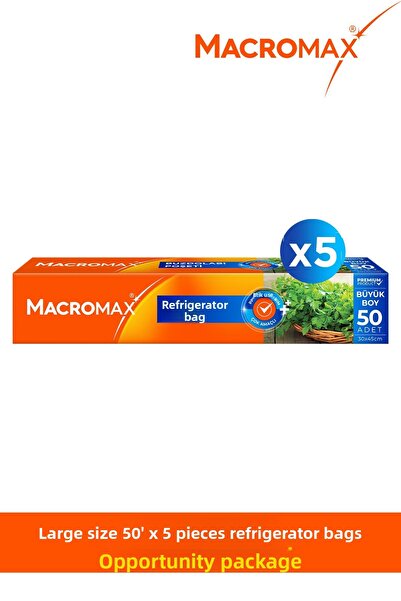 MACRO MAX Refrigerator Bag Large Size - 50 Pack X5