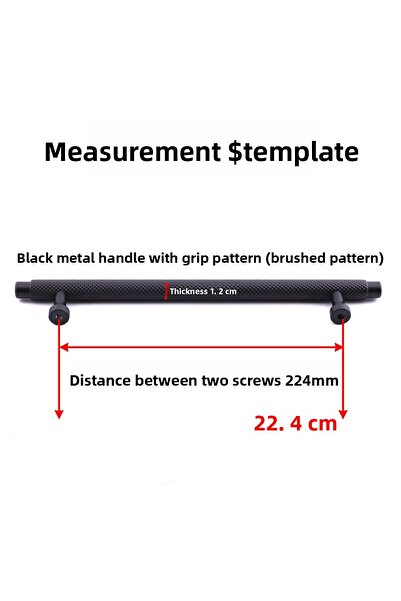 Badem10 Martin Black Metal Handle 224 mm Furniture Drawer Kitchen Cabinet Cupboard Modern Cover Handles Pattern