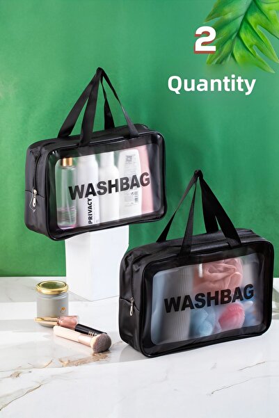 Porsima 3142 2-Piece Transparent Travel and Makeup Bag Waterproof Organizer Washbag 20X30Cm