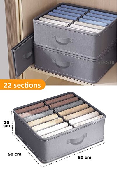 Serstil 22 přihrádek na oblečení, ručníky, povlečení, organizér do skříně - 50x50x20cm