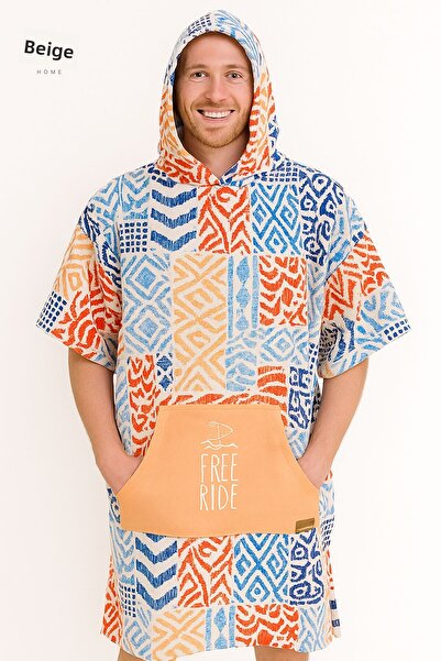 ECEMRE Σερφ Καλοκαιρινό Poncho με κουκούλα μπουρνούζι Πετσέτα παραλίας (LIVE FREE) Καλοκαίρι