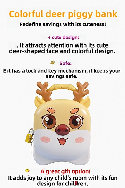 Mersi SHOP Μεταλλικός κουμπαράς με πολύχρωμο σχέδιο ταράνδου – Παιδικό κουτί ...