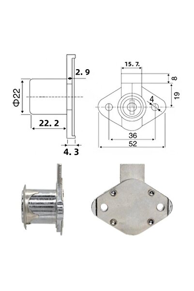 FiveStar Fck004 Oval Drawer Lock with Folding Key 22 mm