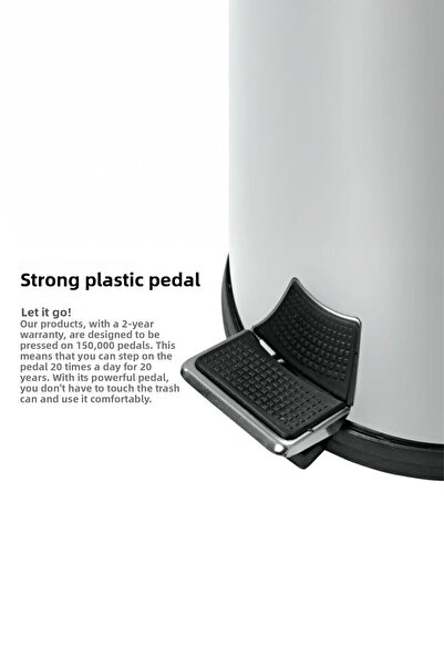Sas Haus White 3 Lt Pedal Stainless Metal Bathroom, Toilet, Kitchen and Office Trash Can