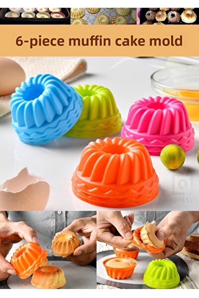 btm home قالب كيك صغير من السيليكون مكون من 6 قطع، قالب مافن صغير ملون