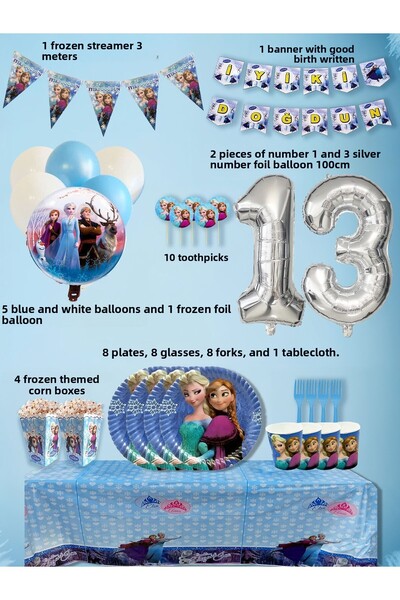 PartyPoo Frozen Elsa Themed Birthday Party Set for 8 People |   Birthday Cele...