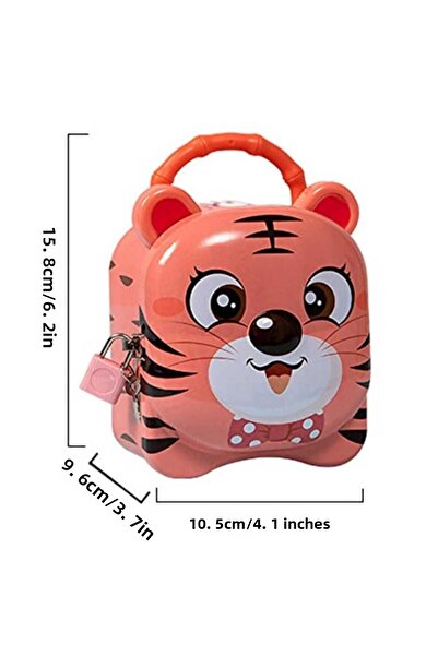 Skygo Metal Piggy Bank with Tiger Lock Yavruağzi 13 cm