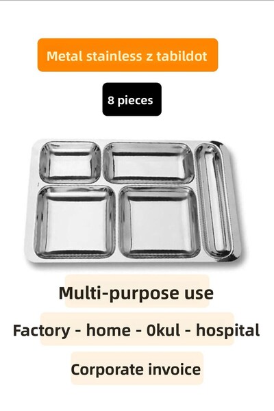 Becenhouse 8 Pieces Stainless Steel Table D'Hôte Dish with 5 Compartments
