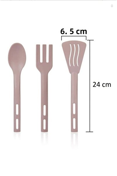 Tiesa Home 3-Piece Mini Plastic Spatula Spoon Fork Serving Set Set Pink