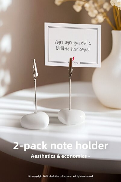 KARA TEKE COLLECTIONS 2-Piece Heart Note Holder and Photo Holder Note Holder Beige Off-White Note Holder
