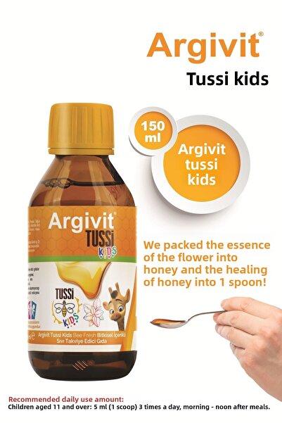 Argivit Tussi Kids Vitamin C and Zinc Supplement Syrup with Propolis - Ginger - Thyme - Cinnamon 150 ml