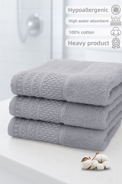 Vionel Home Softure 3-Piece Hand Face Towel |   Daily Use |   50X90Cm |   Gray |   Soft, Durable