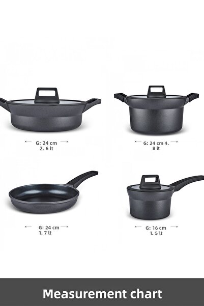 Karaca Set de 7 bucăți de oale și tigăi din silicon Biodiamond Riga cu bază de inducție cu mâner cadou