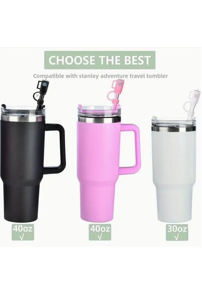 Buycobox 1 Piece Stanl. 40 oz Tumb. Glitter Straw and Straw Cover Stopper for Thermos, 30.5cm Length/10Mm Diameter
